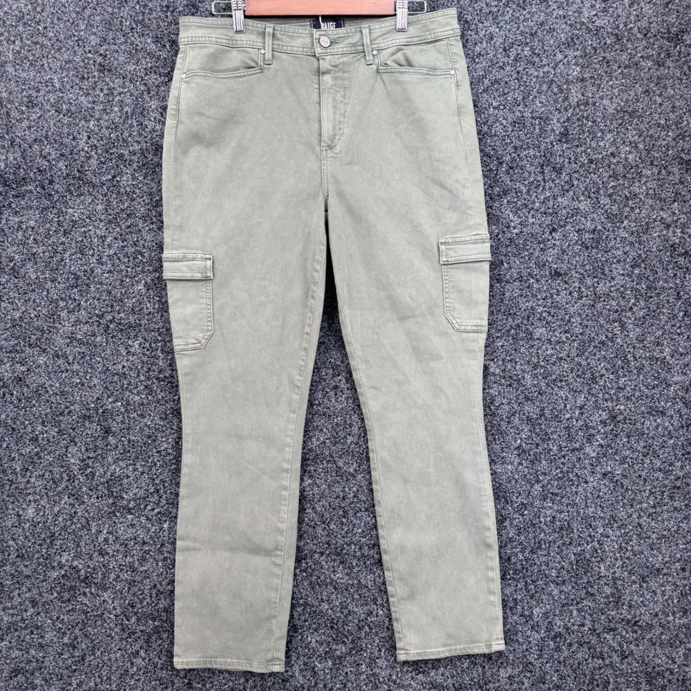 PAIGE Hoxton Ankle Skinny Cargo Pants Olive Green High Rise Size 32
